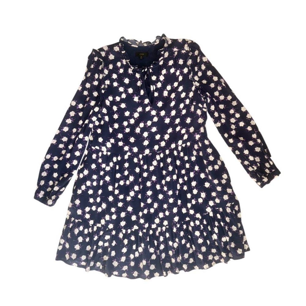 J. CREW Tiered hi neck Peony FLORAL dress women’s size medium - Picture 11 of 17